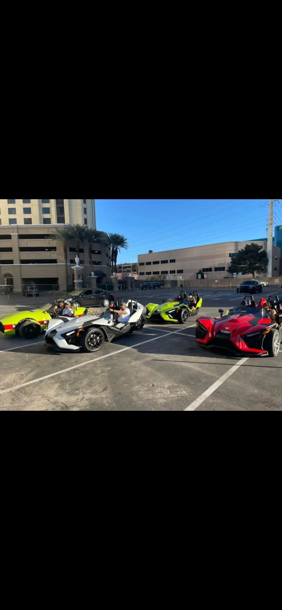 Slingshot fleet in parking lot Las Vegas