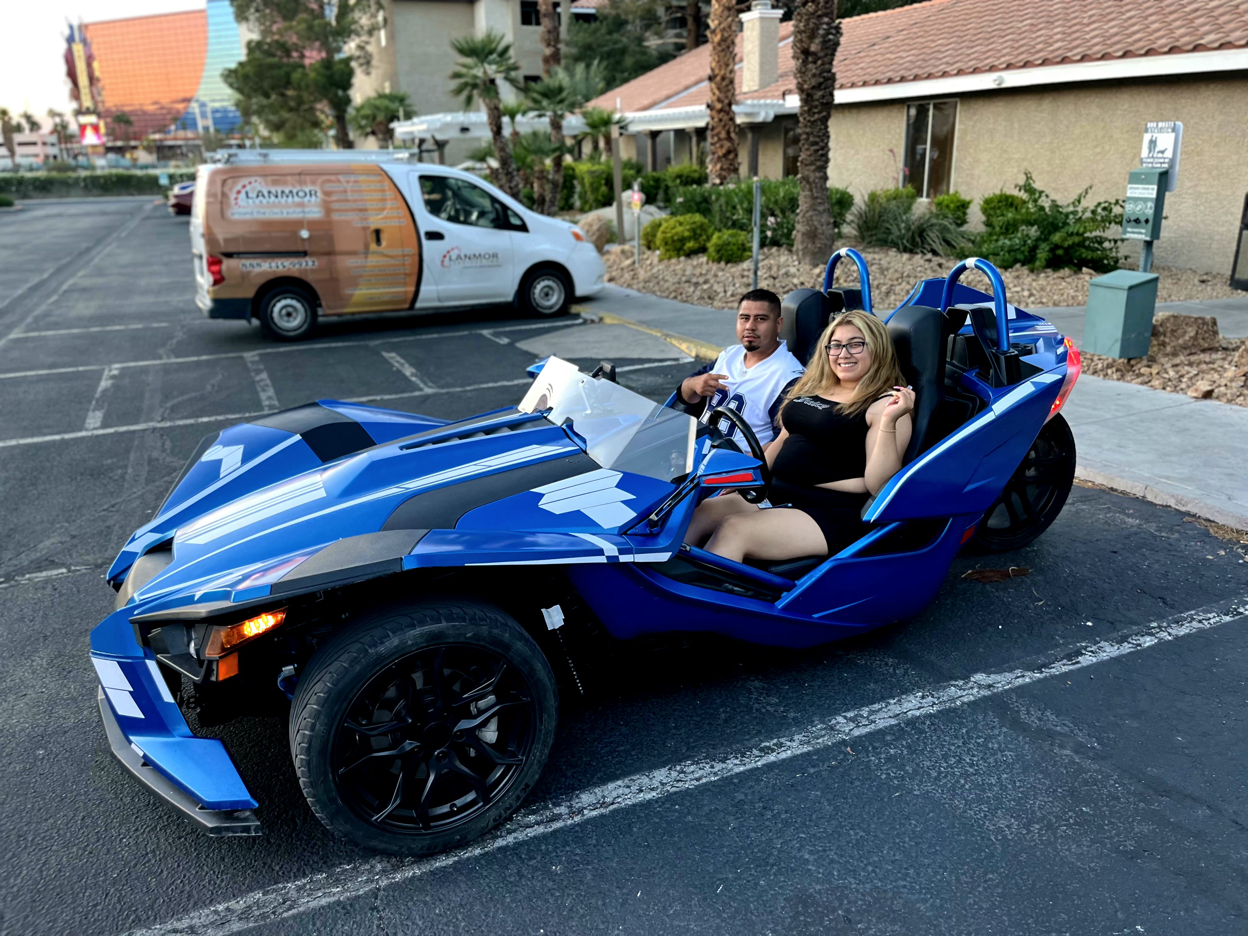 Woman in white Slingshot at Westgate Las Vegas