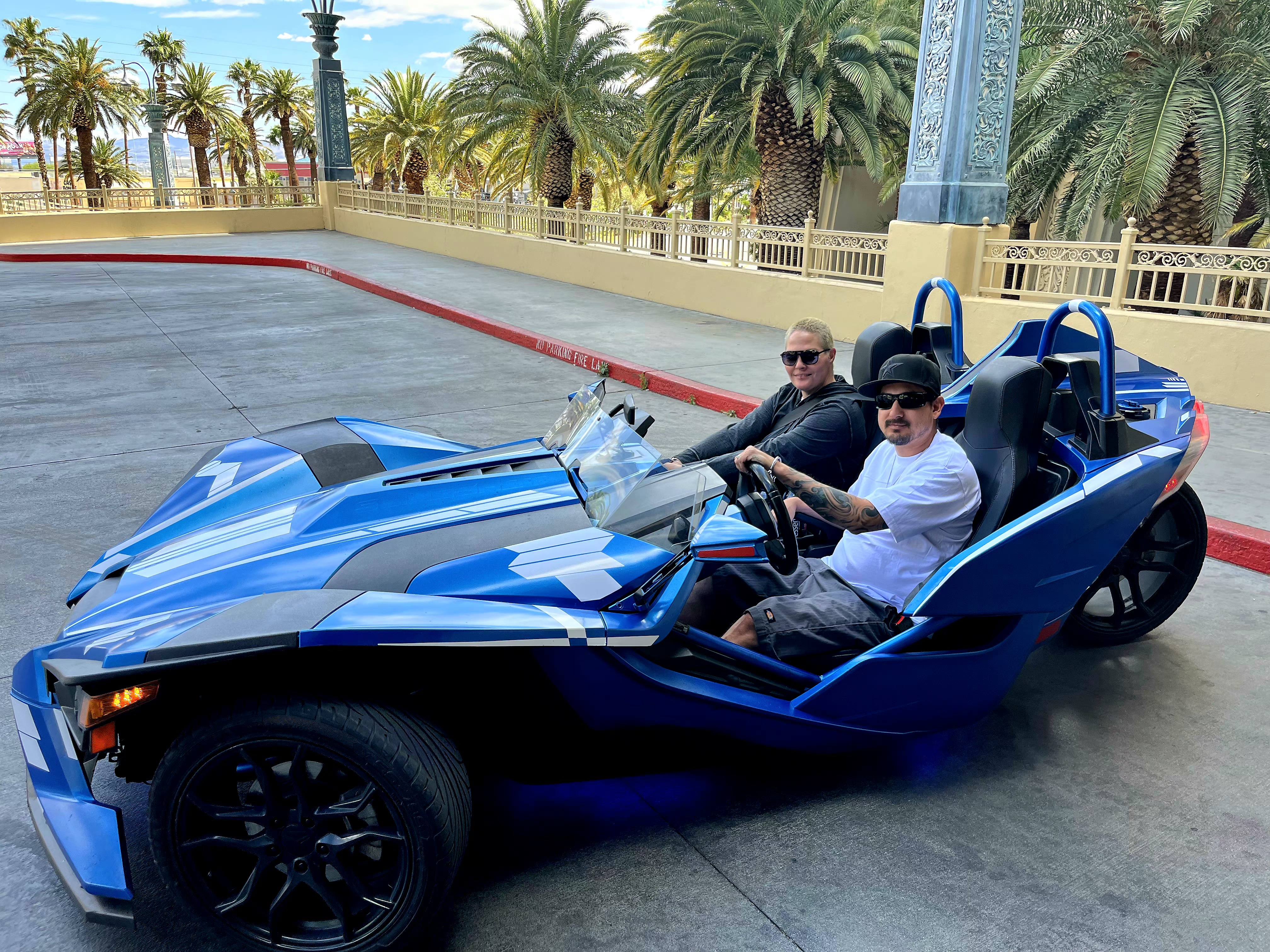 Couple in white Slingshot at Westgate Las Vegas
